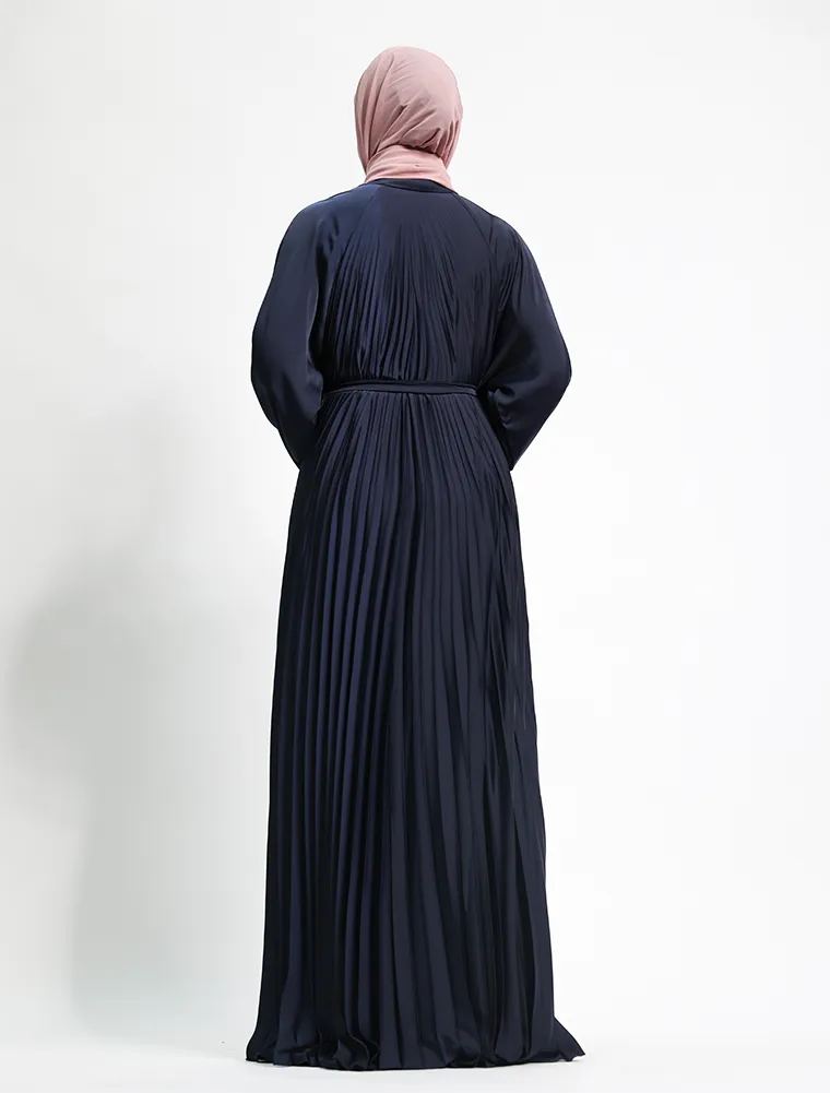 Navy Pleated Silhouette Abaya